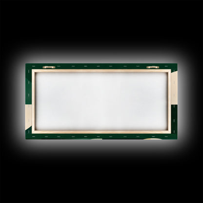 Extra Large Horizontal Emerald Green Geometric Mid Century Modern Wall Art, Framed Canvas Print, Oversized Art