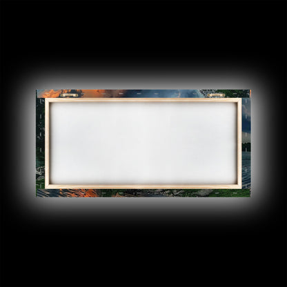 Sunset On The Lake Framed Canvas Print, Lakehouse Decor, Rustic Modern Farmhouse Wall Art, Photography Style Landscape Art