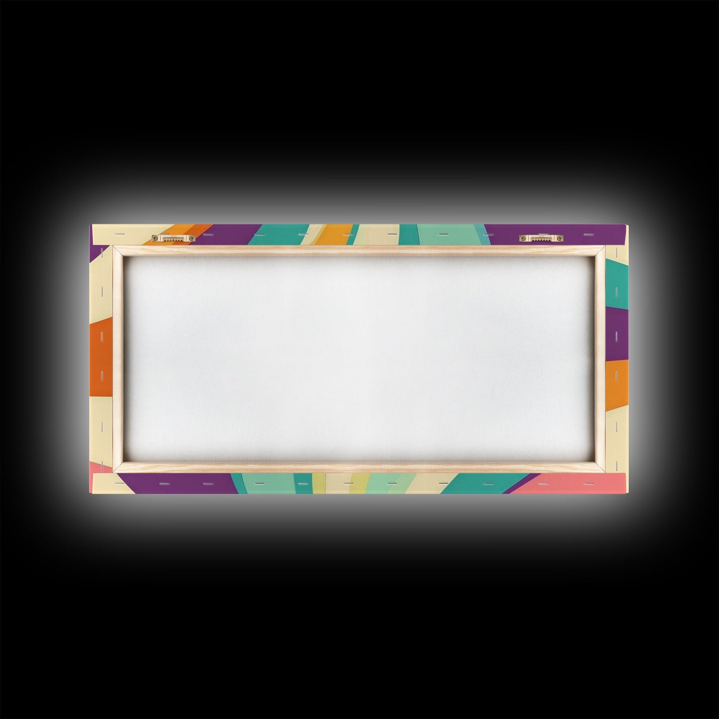 Mid Century Modern Framed Bauhaus Style Wall Art, Canvas Retro Decor, Horizontal Panoramic Wide and Narrow Wall Art Painting