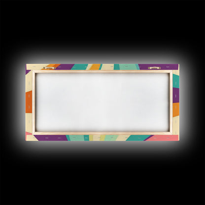 Mid Century Modern Framed Bauhaus Style Wall Art, Canvas Retro Decor, Horizontal Panoramic Wide and Narrow Wall Art Painting