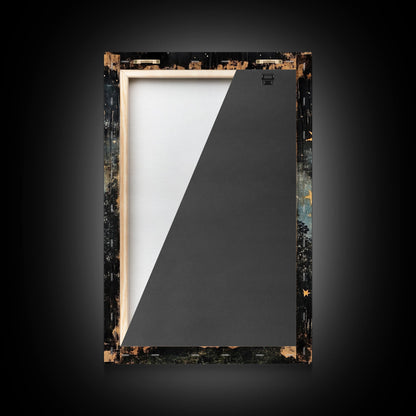 Mystical Moon Painting Print, Folk Art Canvas Print, Eerie Atmospheric Wall Art, Subdued and Moody Home Decor, Crescent Moon Painting