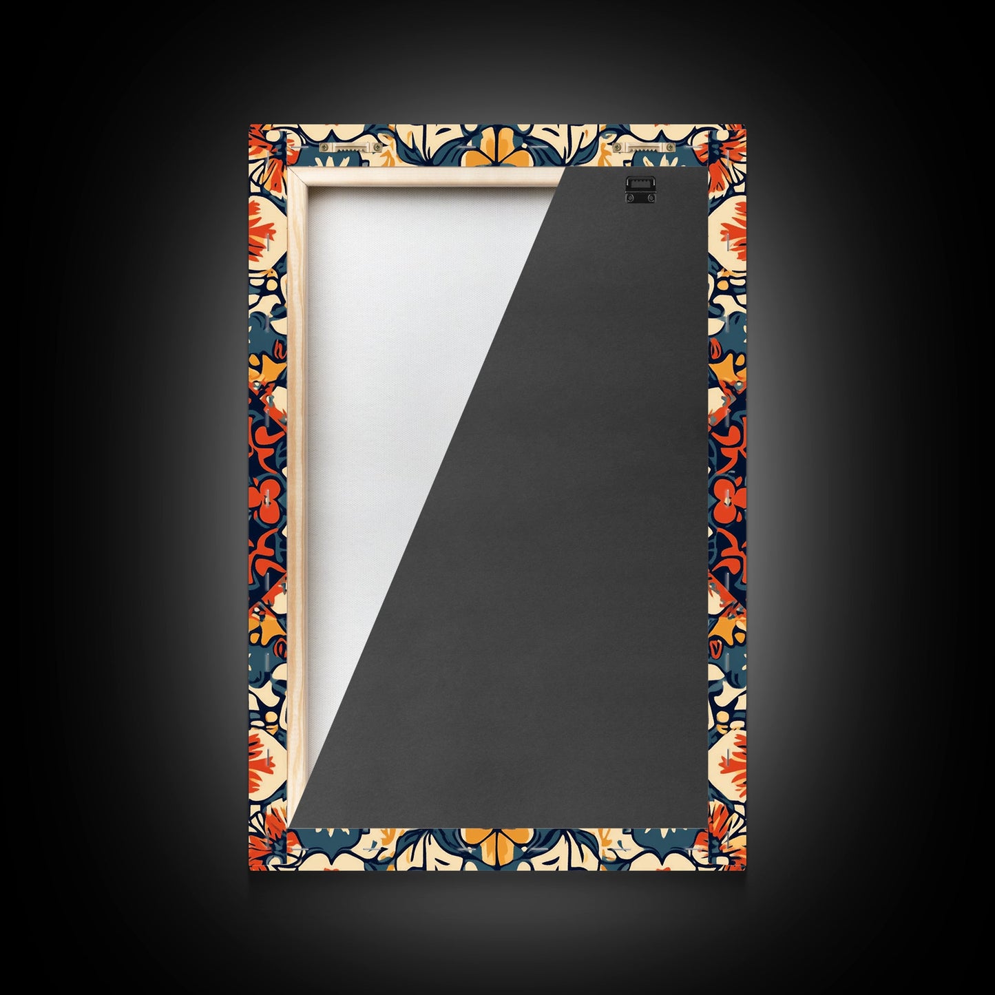 Floral Pattern Wall Art, Mexican Tile Pattern Framed Canvas Print, Chicano Art, Textile Inspired Wall Art, Southwestern Pueblo Style Art