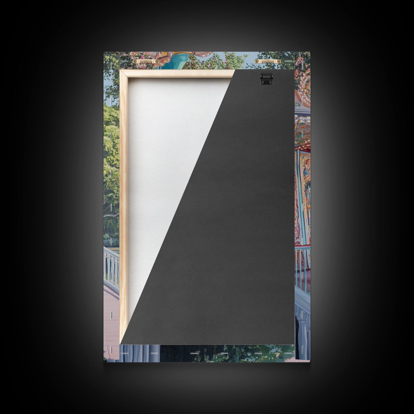 Nursery Decor Framed Canvas Print, Wall Decor for Girl's Room, Carrousel Oil Painting, Oil Painting of a Carrousel