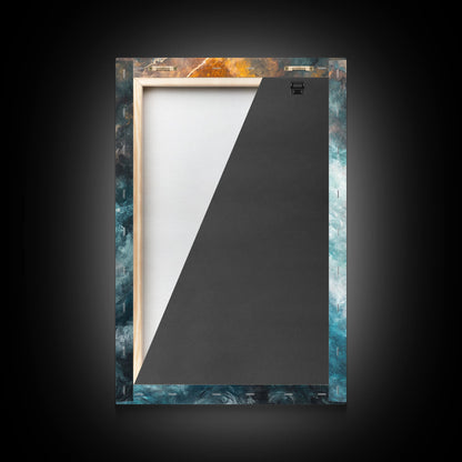 Hindu Art, Radha Krishna Playing Flute Painting Print, Hinduism Wall Art Wood Framed Canvas Print