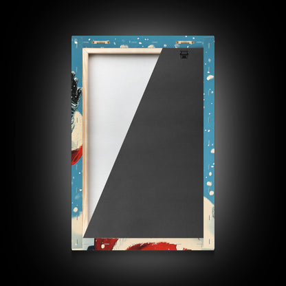 Portrait of Santa Waving Framed Canvas Print, Santa Painting, Santa Art, Santa Home Decor, Christmas Wall Art, Seasonal Christmas, Clearance Christmas