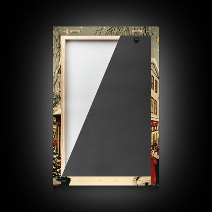 Christmas in Demark Framed Canvas Print, European Christmas Village Wall Art, Snowy Christmas Village Print, Christmas Prints, Xmas Art