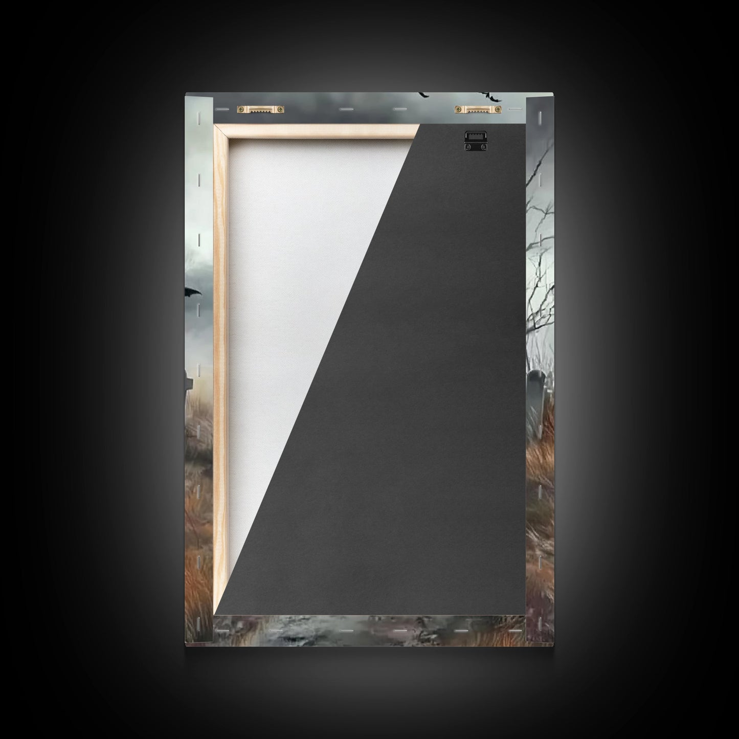 Gothic Oil Painting Print Of a Witch in a Grave Yard, Framed Canvas Print, Dark Academia, Gothic Art, Goth Decor, Halloween Wall Art