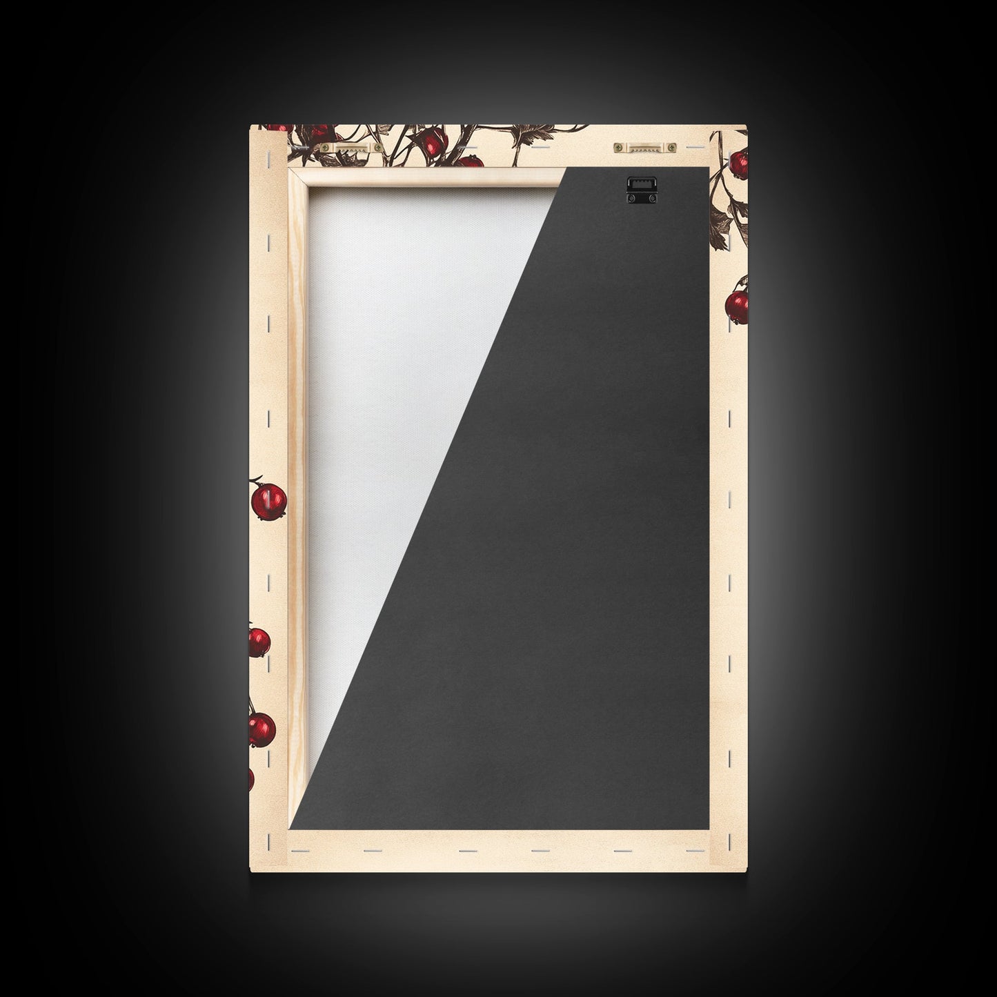 Red Holly Berries Canvas Print - Framed Canvas - Minimalist Christmas Art - Boho Christmas Art - Rustic Christmas Art