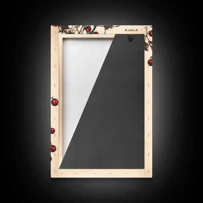 Red Holly Berries Canvas Print - Framed Canvas - Minimalist Christmas Art - Boho Christmas Art - Rustic Christmas Art