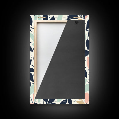 Pastel Florel and Botanical Wall Art, Mid Century Modern Leaves Art Print, Wood Frame Wall Art Canvas Print, Canvas Art, Living Room Decor