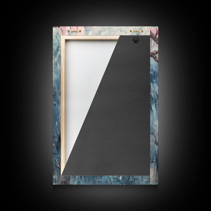 Home Decor Cherry Blossoms Wall Art, Cherry Blossom Art, Large Gallery Wrapped Canvas, Ready To Hang Aesthetic Decor, Cherry Blossom Art