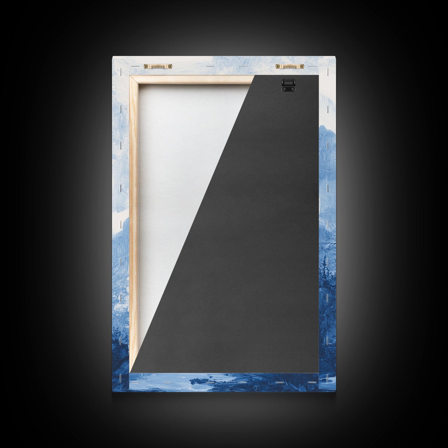 Chinoiserie Wall Art, Chinoiserie Style Canvas Print, Chinoiserie Blue Painting, Retro Boho Style Minimalist Wall Art, Blue Painting