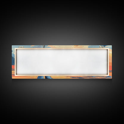 Retro Sailboat Painting Print Framed Canvas - Pop Art Sailboat Painting - Sailboat Wall Art - Nautical Landscape Ocean Painting - Home Decor