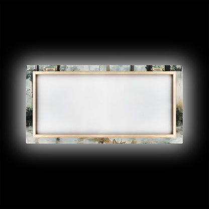 Rustic Farmhouse or Cabin Wall Art Painting of a Deer Drinking Water In The Forest, Minimalist Farmhouse Decor, Framed Canvas Print