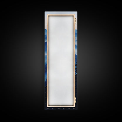 Blue Misty Mountains Framed Canvas Print Calming Nature Landscape Art, Smoky Mountain Art, Blue and Green Wall Art, Minimalist Decor, Bedroom Art