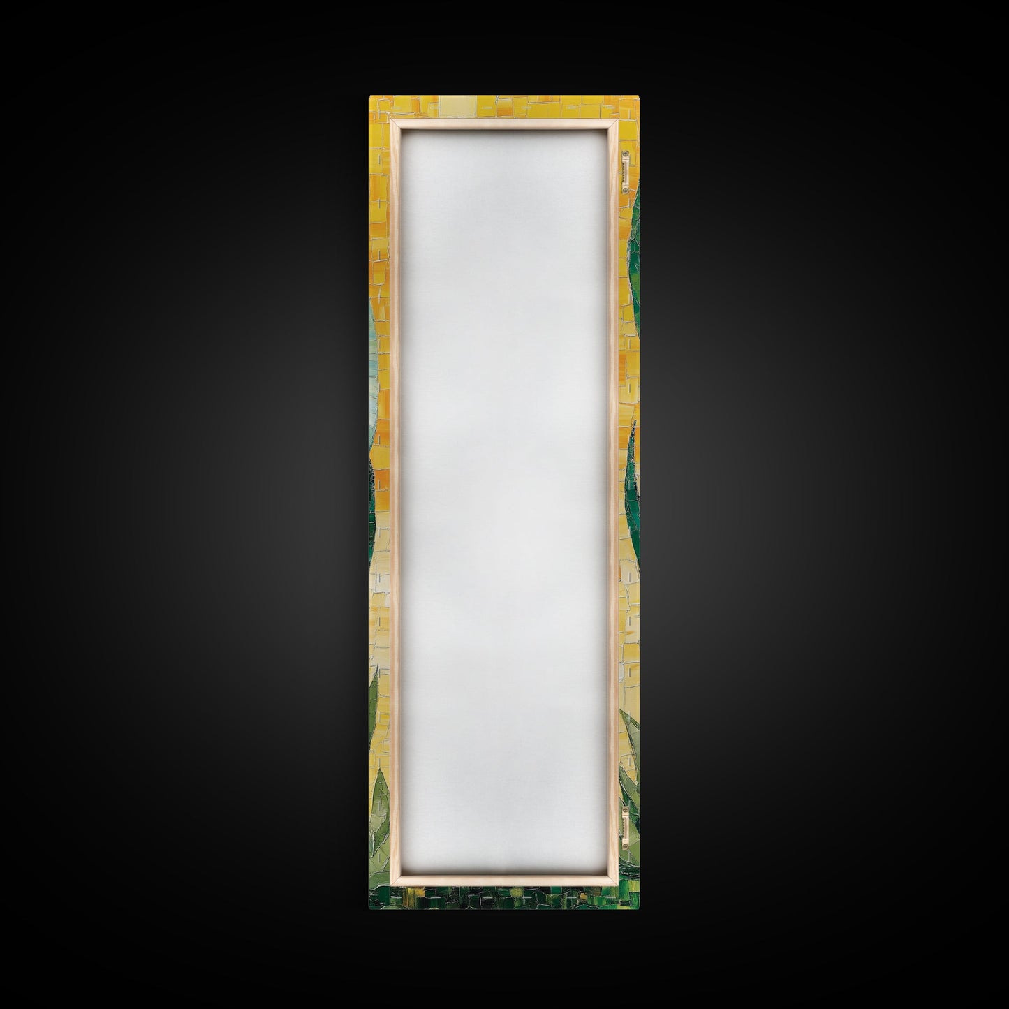 Mosaic Agave Plant Framed Canvas Print Botanical Prints Green Wall Art Rustic Decor Whimsical Art Kitchen Decor