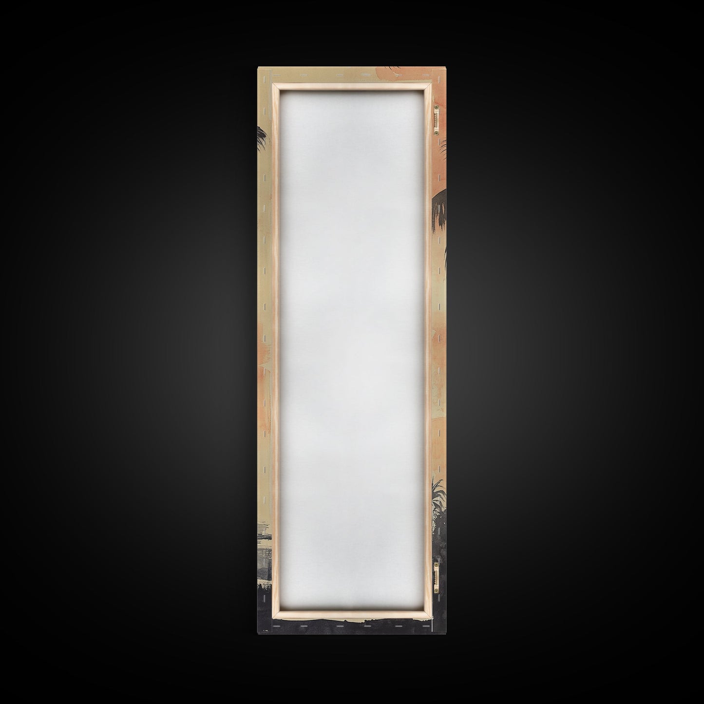 Framed Canvas Print Moody Palm Tree Painting Sunset Coastal Wall Art, Rustic Decor, Tropical Living Room Above Sofa Art, Bedroom Art Print