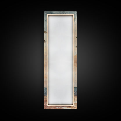 Framed Canvas Print Coastal Palm Tree Art, Sunset Beach Scene, Tropical Coastal Wall Art, Nautical Decor, Skinny Wall Art Gift Idea