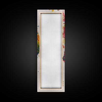 Sugar Skull Painting Print, Mexicano Wall Art, Framed Canvas, Tall Narrow Art, Skinny Accent Piece, Skull Painting, Skull Art, Chicano Art