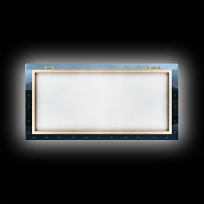 Calm Reflection Of A Lake and Mountains, ready to hang canvas print wall art, Lakehouse Cabin Wall Decor