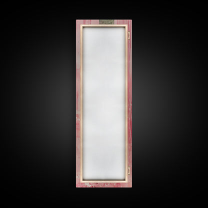 Pink Floral Curtains Framed Canvas Print Whimsical Art Light Pink Wall Art Vertical Wall Art Minimalist Art Rustic Decor Gift