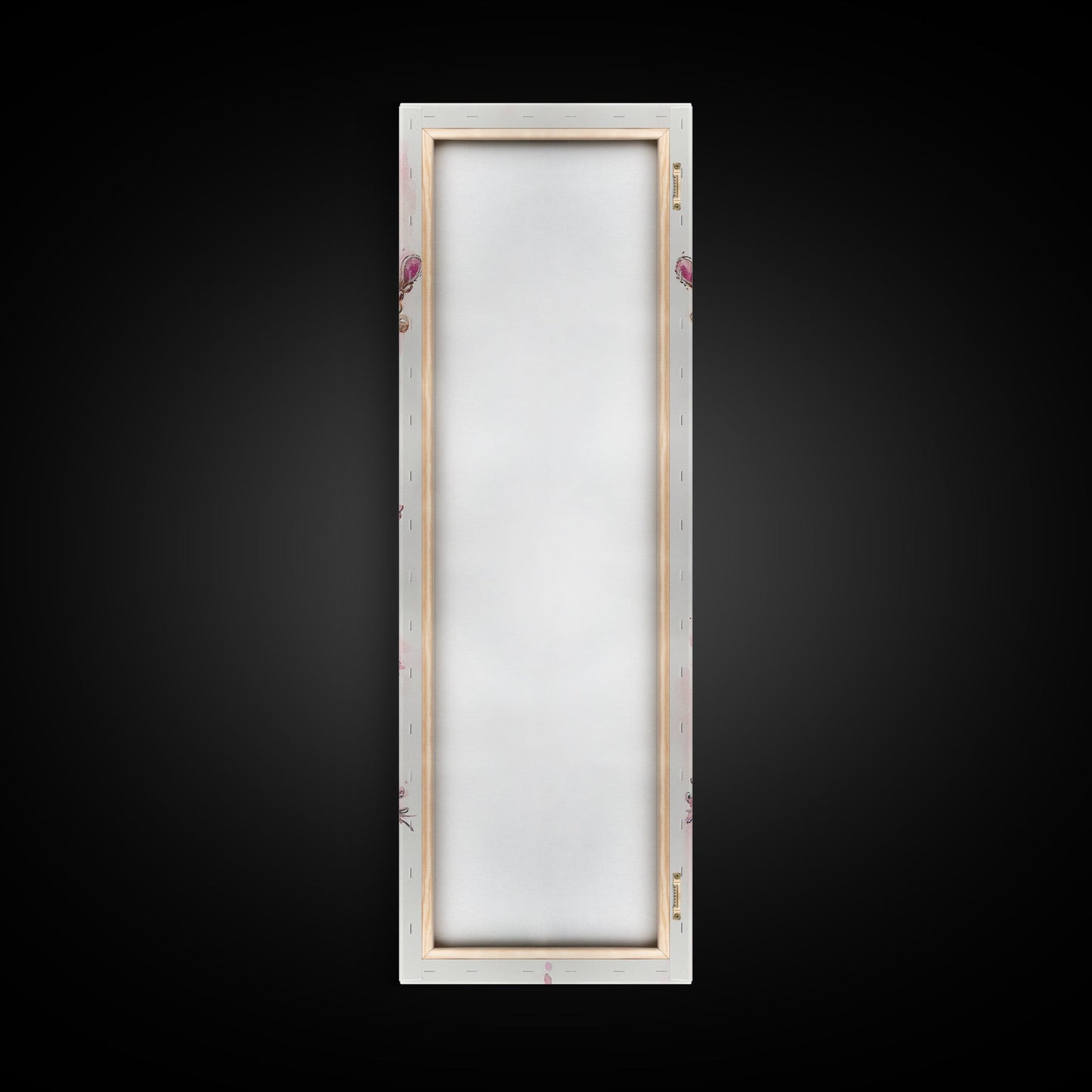 Royal Pink Tiara Framed Canvas Print Princess Gemstone Painting Feminine Wabi Sabi Art Vertical Wall Art Elegant Home Decor