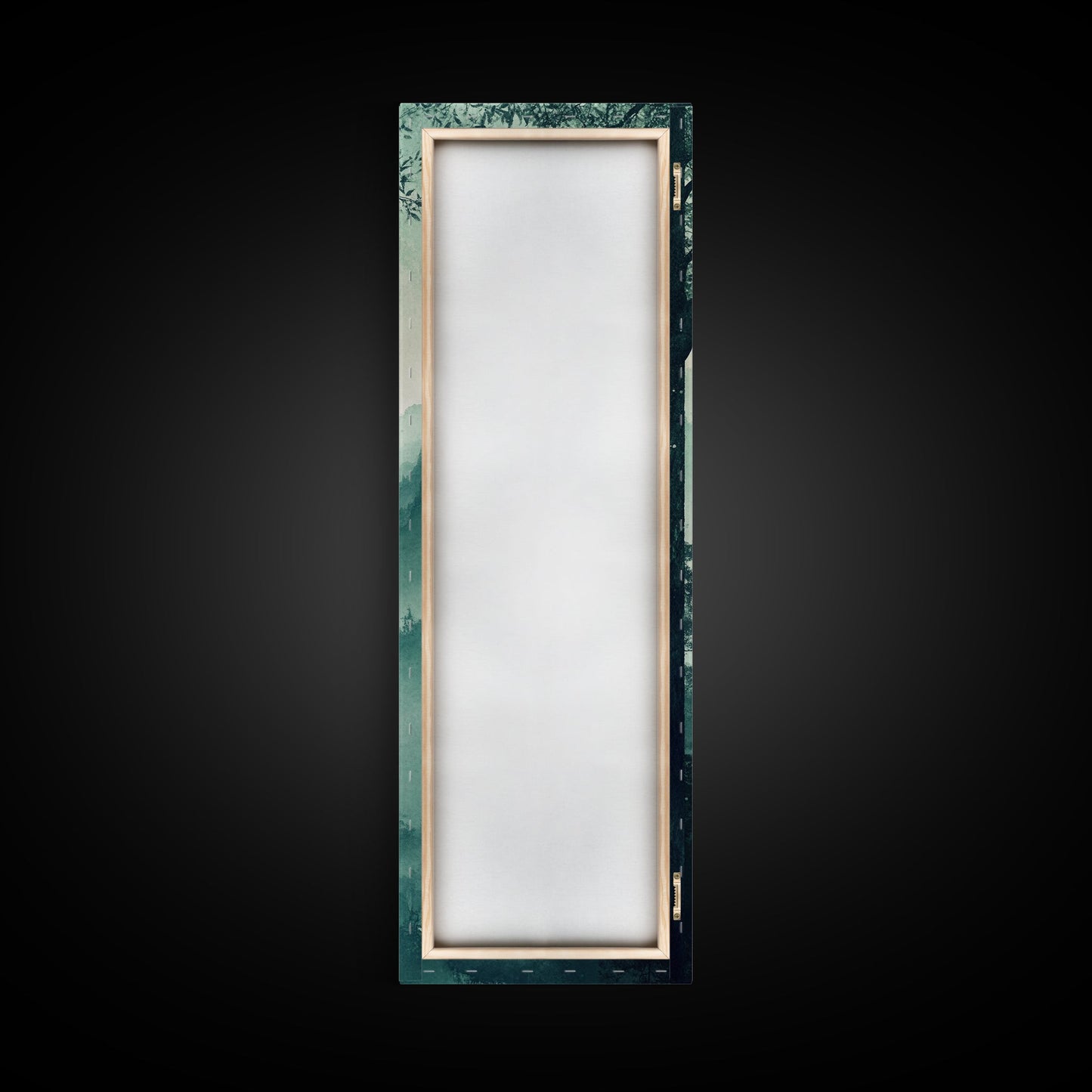 Misty Forest Panorama Framed Canvas Print Southwest Wall Art Vertical Nature Scene Above Couch Art Smoky Mountain Landscape