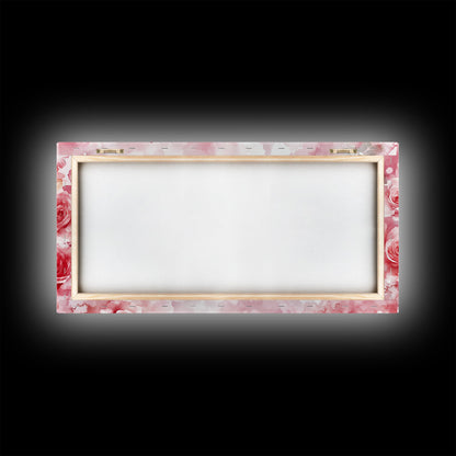 Romantic Rose Painting Framed Canvas Print Featuring Rose Painting and Pink Wall Art Botanical Prints Rustic Art Living Room Decor