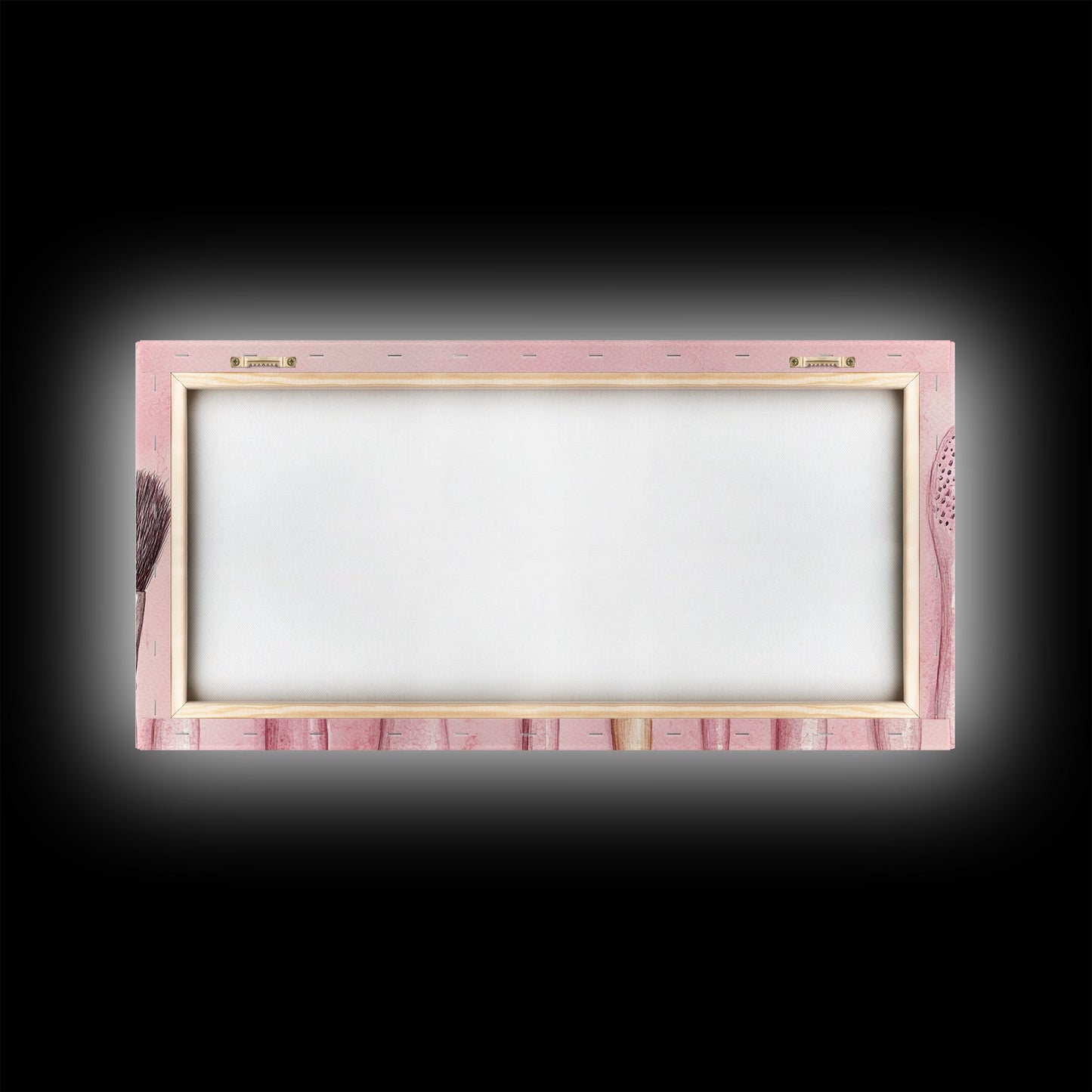 Makeup Brush Art Framed Canvas Print, Light Pink Chinoiserie Wall Art Whimsical Decor, Minimalist Art Rustic Wall Gift Idea