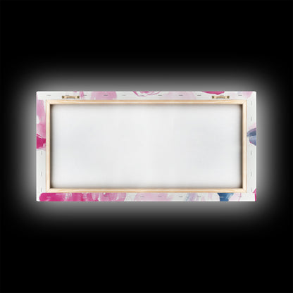 Elegant Hat Ladies Canvas Print, Feminine Pink Abstract Art with Fashion Illustration, Unique Gift Idea for Her Wall Decor