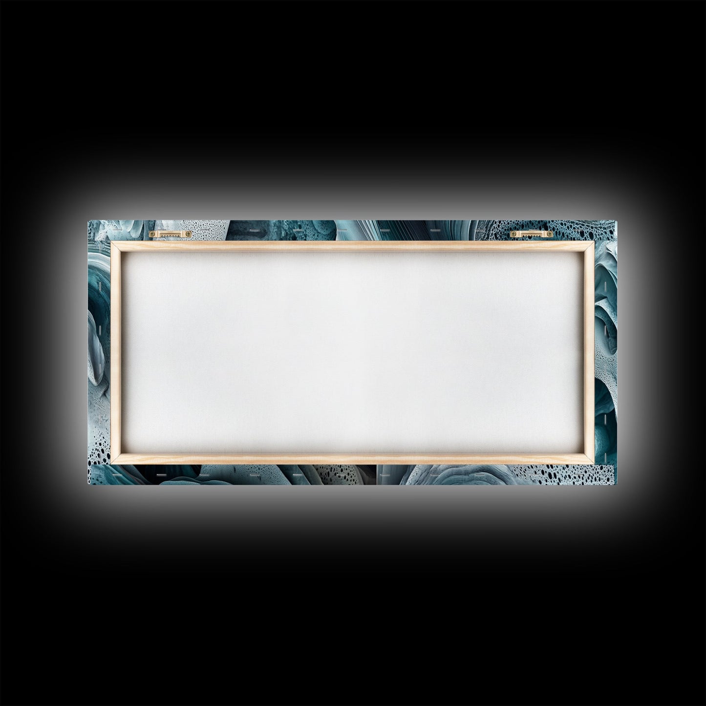 Blue Textured Wave Art Framed Canvas Print, Geometric Wall Art, Abstract Coastal Art, Sage Green Wall Art, Bedroom Art, Vertical Wall Art