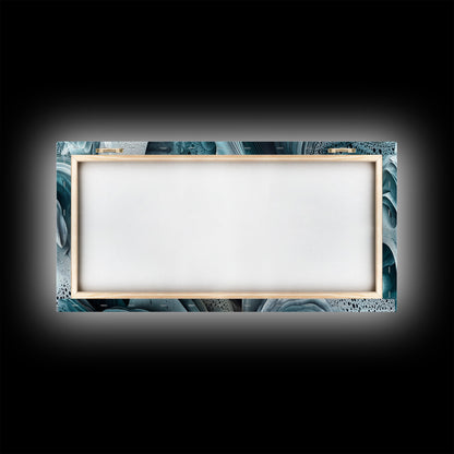 Blue Textured Wave Art Framed Canvas Print, Geometric Wall Art, Abstract Coastal Art, Sage Green Wall Art, Bedroom Art, Vertical Wall Art