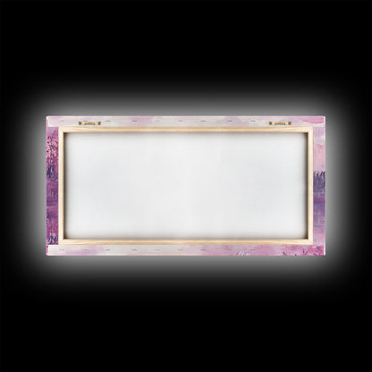 Sunset Landscape Art Framed Canvas Print Pink Orange Wall Art Living Room Art Panoramic Painting Above Couch Art Coastal Decor