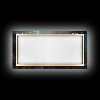 Vibrant Octopus Art Framed Canvas Print, Ocean Wildlife Wall Decor, Rustic Nautical Art, Marine Life Painting, Underwater Sea Art