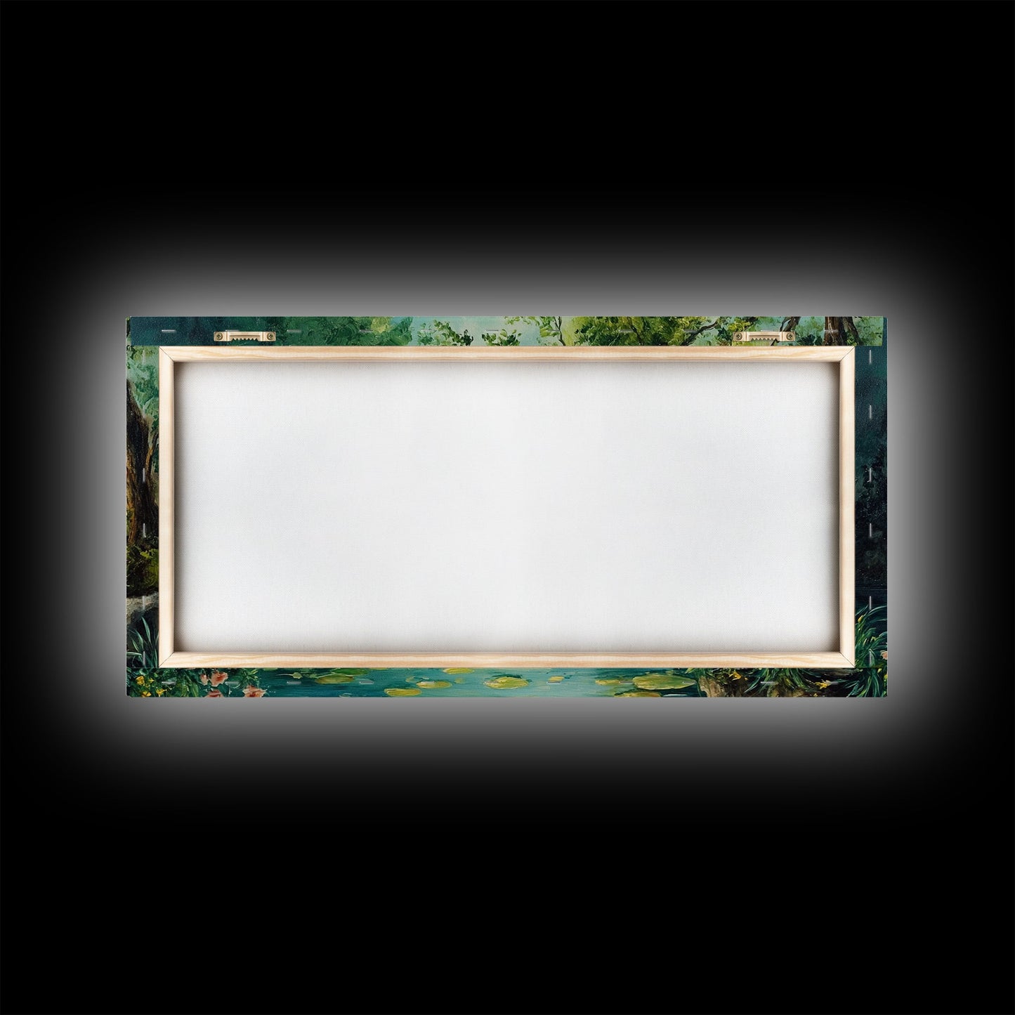 Ruhiges Wasserfall-Landschaftsbild, gerahmter Leinwanddruck, rustikale Wohnzimmerdekoration, friedliche Naturszene, Wandbild im Landhausstil