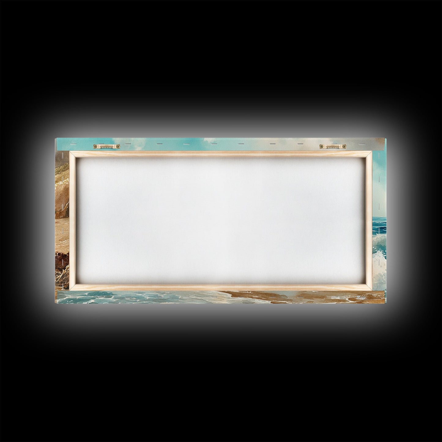 Coastal Landscape Canvas Print with Ocean Waves and Misty Cliffs, Nautical Wall Art Gift Idea, Coastal Decor Beach Painting