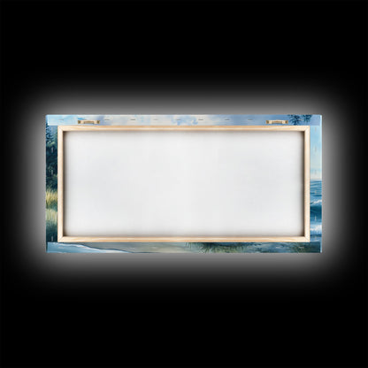 Canvas Print of Misty Coastal Morning Landscape with Rolling Waves, Nautical Wall Art Gift Idea, Serene Coastal Decor