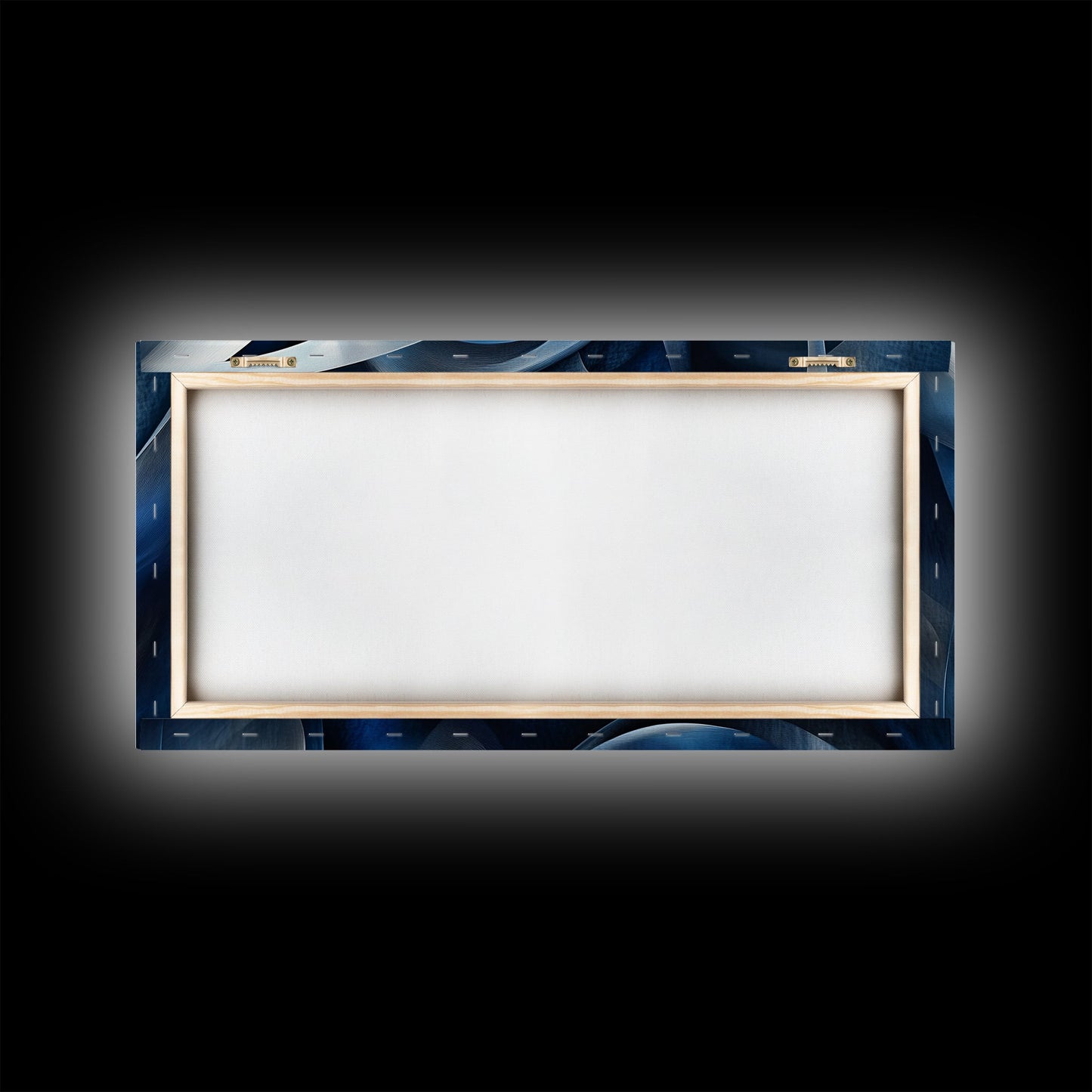 Abstract Blue Swirls Canvas Print, Geometric Wall Art Horizontal Decor, Moody Modern Artwork Gift Idea Living Room Panoramic Art