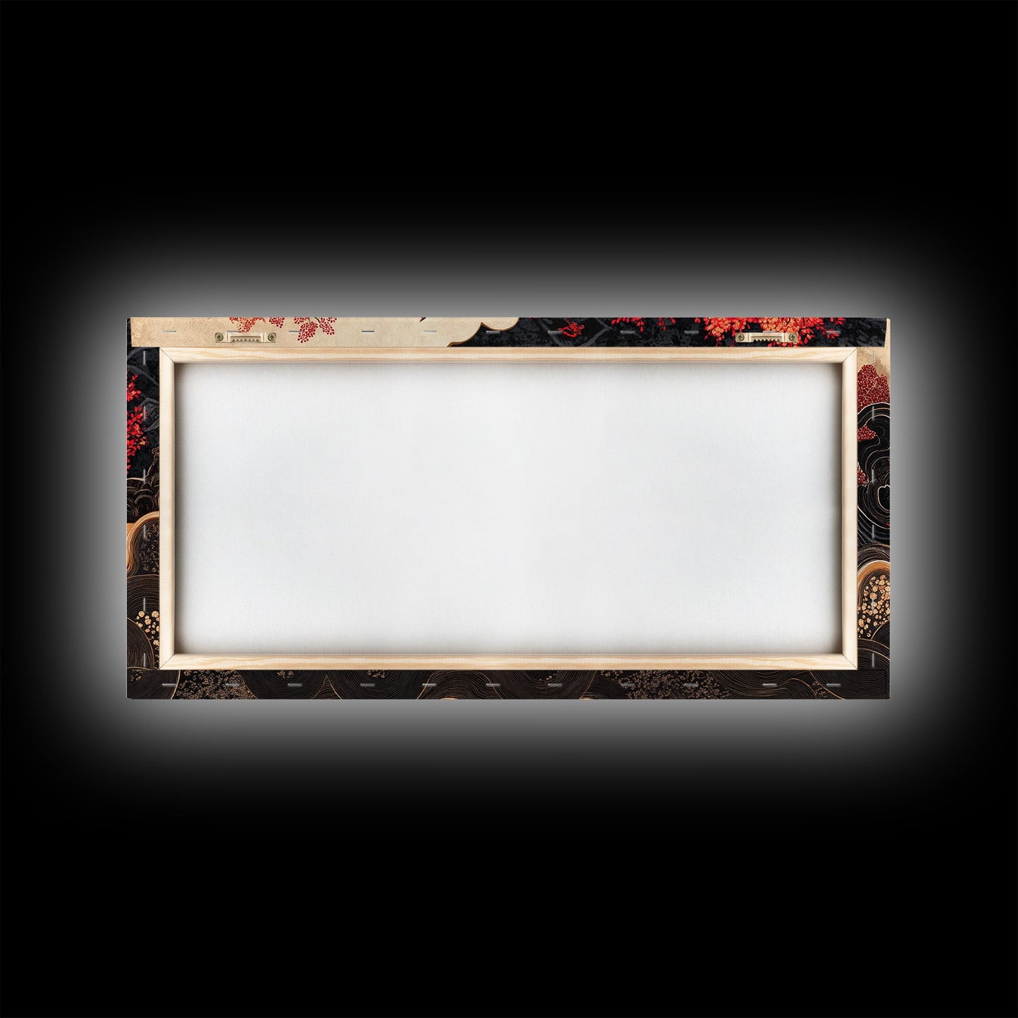 Japanese Inspired Framed Canvas Print Featuring Chinoiserie Wall Art and Autumn Tree Painting Unique Horizontal Living Room Art