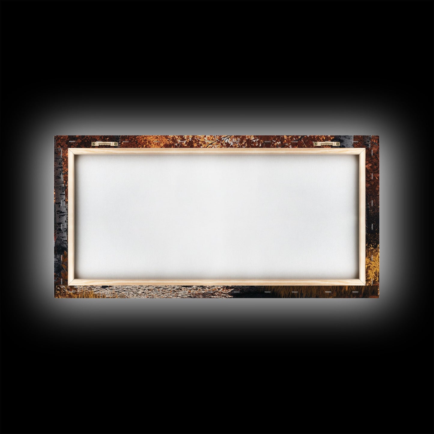 Autumn Birch Tranquility Framed Canvas Print with Birch Tree Painting and Fall Wall Art Rustic Art for Living Room Wall Decor