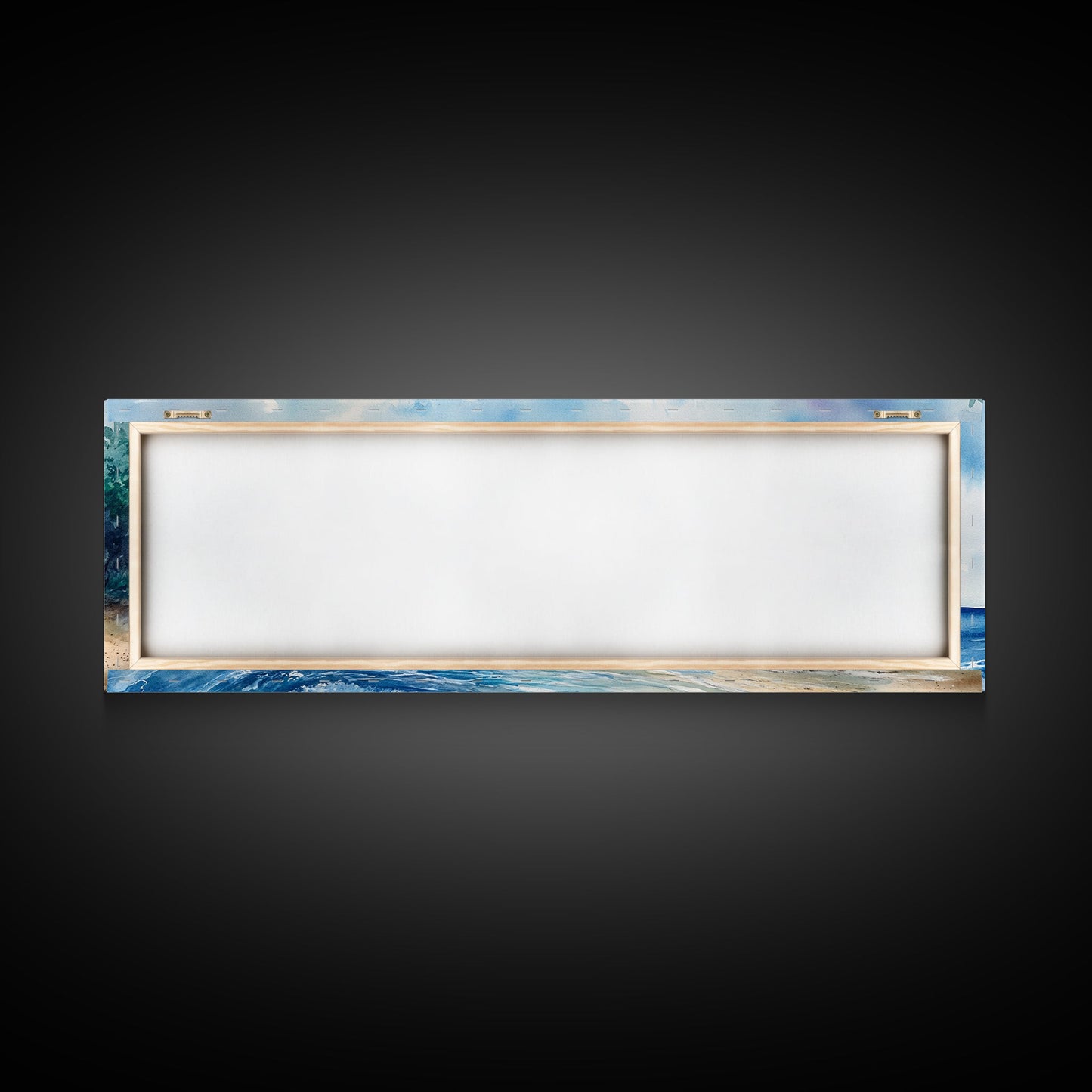 Moody Coastal Seascape Framed Canvas Print - Hawaii Ocean Landscape Painting, Nautical Wall Art, Extra Wide Beach Bedroom Art Decor