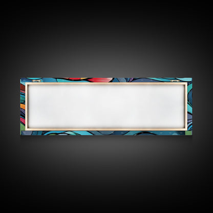 Abstract Goldfish Flow Framed Canvas Print, Whimsical Wall Art, Colorful Art, Teal Painting, Gift Idea, Skinny Wall Art, Bedroom Decor