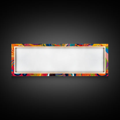 Vibrant Canvas Print of Colorful Abstract Elephant Wall Art, African Art, Whimsical Living Room Art, Boho Art, Horizontal Wall Art