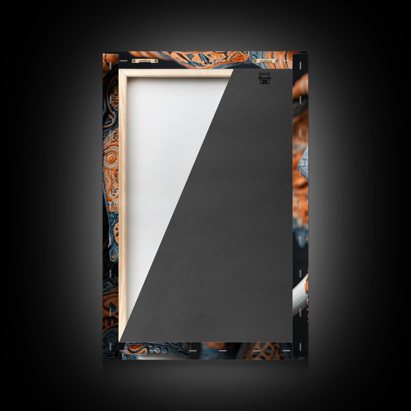 Detailed Elephant Face Framed Canvas Print – Kerala Mural Art, Sacred Geometry Decor, Ganesh Wall Art Rustic Boho Inspired Room Decor