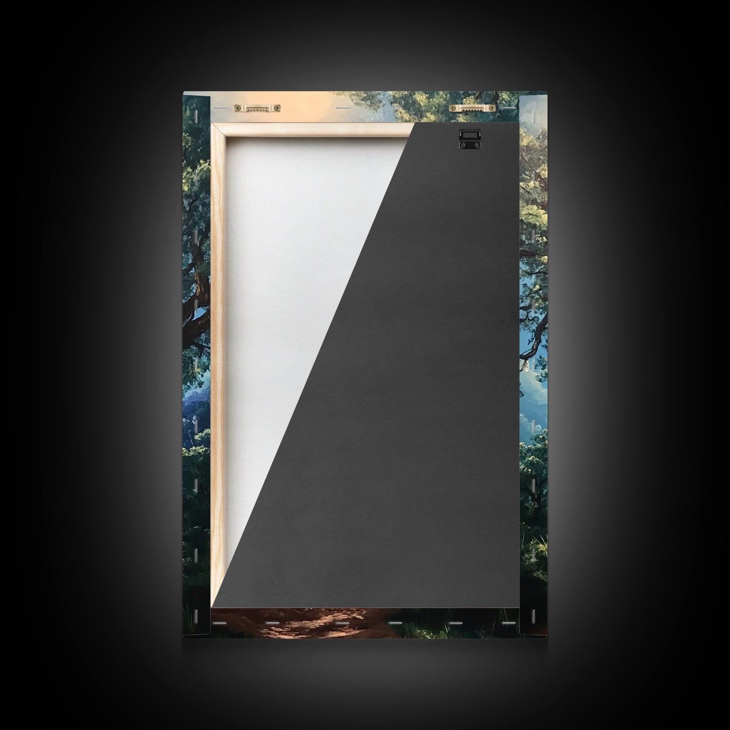 Majestic Oak Tree Framed Canvas Print – Oak Tree Art, Rustic Landscape Painting, Above Sofa Wall Art, Wabi Sabi Living Room Decor