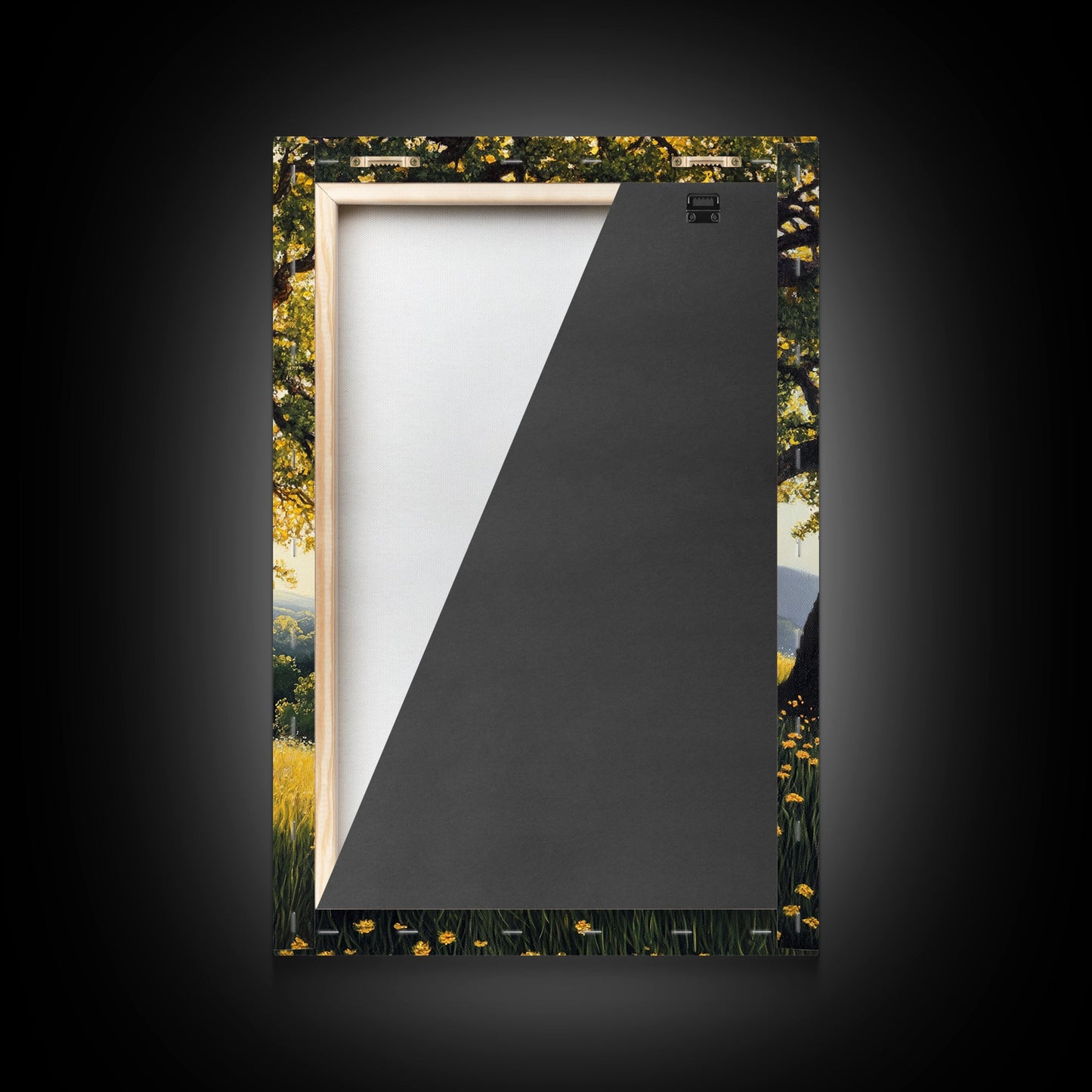 Vibrant Meadow Tree Canvas Print Rustic Wall Art Wildflower Landscape Painting Living Room Artwork Above Sofa Art Fall Decor