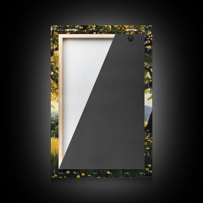 Vibrant Meadow Tree Canvas Print Rustic Wall Art Wildflower Landscape Painting Living Room Artwork Above Sofa Art Fall Decor