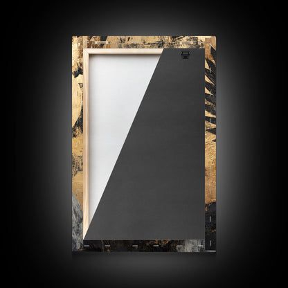 Golden Angel Wings Framed Canvas Print Dark Angel Wall Art Moody Gothic Artwork Gold Abstract Print Rustic Wall Decor Gift Idea