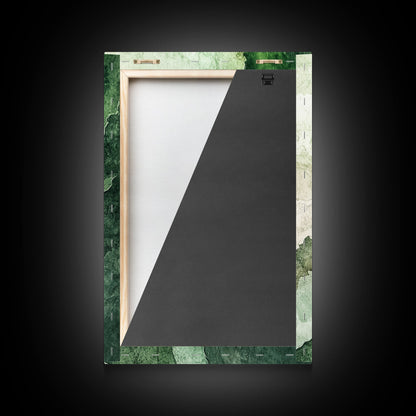 Textured Green Framed Canvas Print, Sage Green Wall Art, Modern Rustic Decor, Minimalist Bedroom Art, Vertical Skinny Wall Art