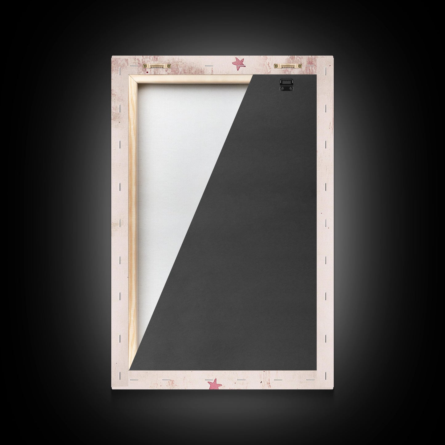 Crescent Moon and Stars Framed Canvas Print Mystical Boho Art Zen Wall Art Light Pink Wall Art Bedroom Art Dreamy Night Sky Decor